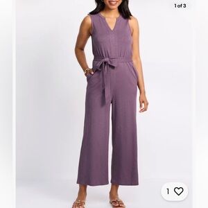 Market & Spruce Purple Paulie Slub Jumpsuit Size M